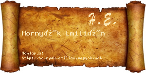 Hornyák Emilián névjegykártya
